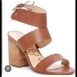 Sam Edelman Valerie Block Heel Sandals – Tobacco Brown Leather – Size 8